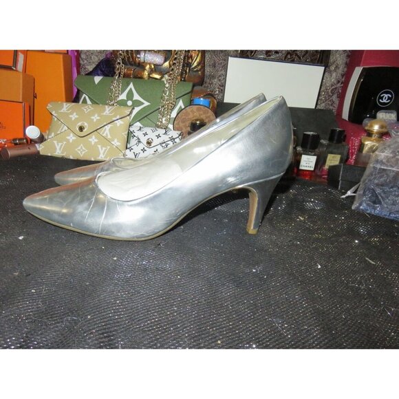 Aerosoles Exquisite Metallic Silver Leather Comfort Bed  antifatigue Pump sz 11 - Picture 1 of 12